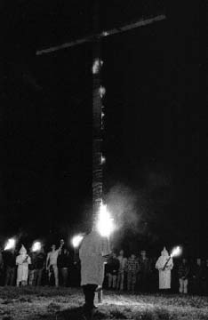 Thecross catches fire.